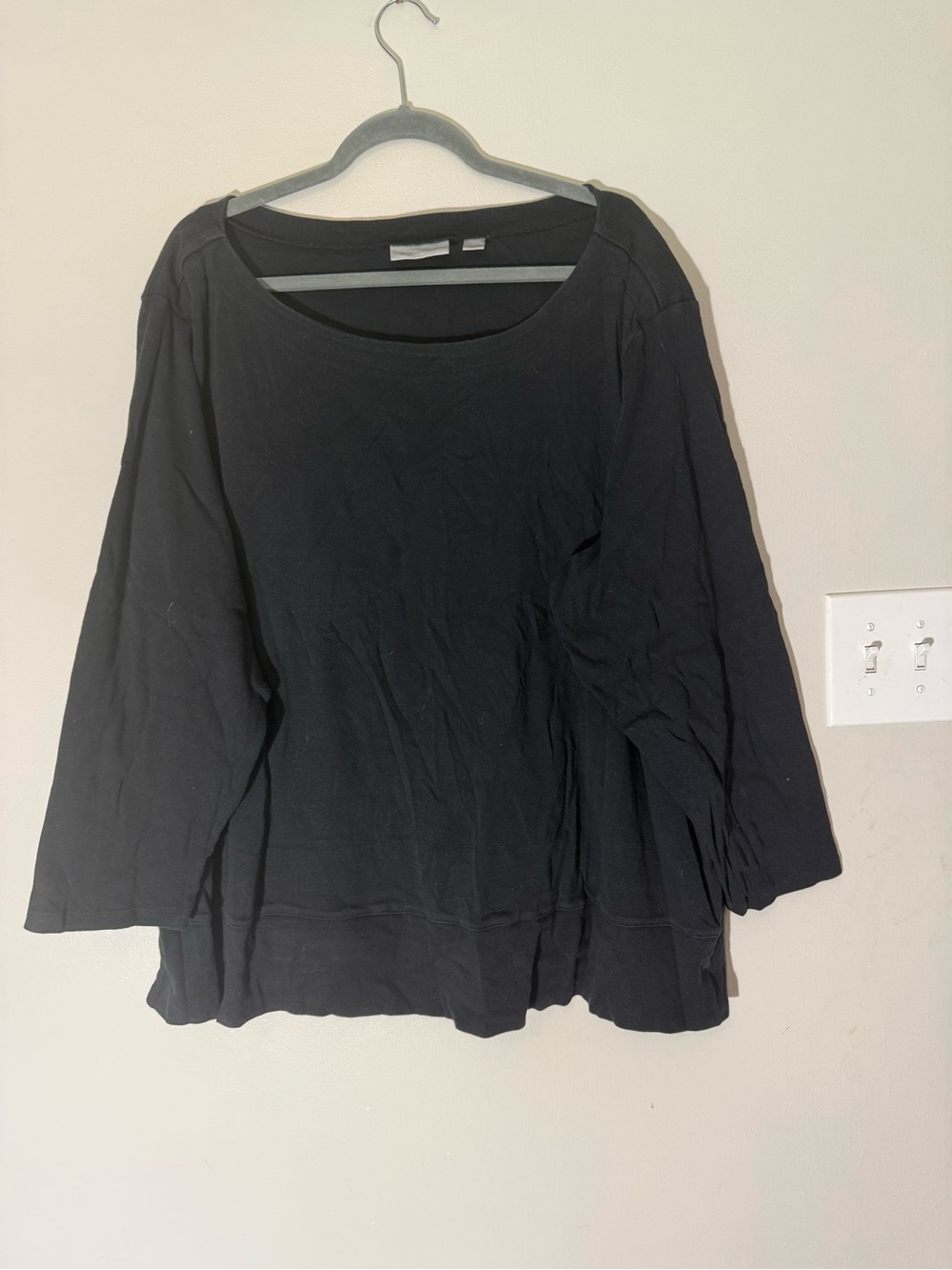 Avenue Black Long Sleeve Scoop Neck Top
